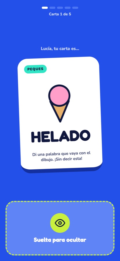 Carta del modo peques con un helado dibujado